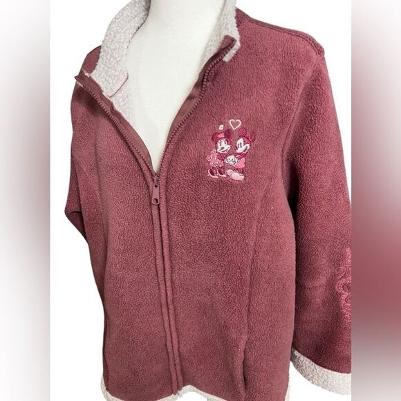 Disney Disneyland 1x Minnie and Mickey zipper jacket pink white Valentine’s Day - Picture 3 of 13